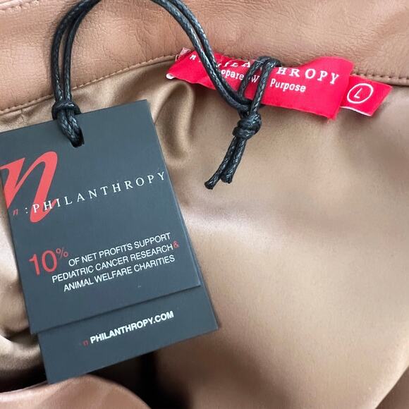 n: Philanthropy Brown Faux Leather Midi Skirt Size Large - Picture 3 of 5